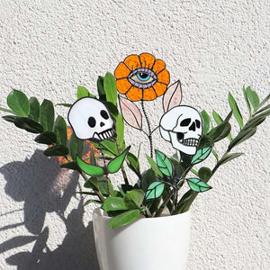 Frühes Halloween💀Totenkopf-Buntglaspflanze