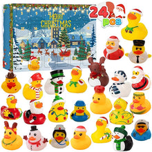 Laden Sie das Bild in den Galerie-Viewer, 24 Stück Countdown-Adventskalender mit Weihnachts-Gummienten