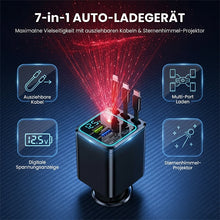 Laden Sie das Bild in den Galerie-Viewer, 7-in-1 universelles einziehbares Auto-Ladegerät mit intelligenter Spannungsanzeige und Sternenhimmelbeleuchtung