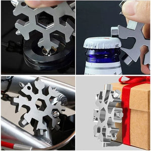 18-in-1-Multitool aus rostfreiem Stahl mit Schneeflocken