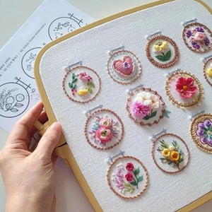 Kleines Blumenrahmen-Stickset