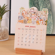Laden Sie das Bild in den Galerie-Viewer, 2024 Schreibtischkalender mit Holzrahmen