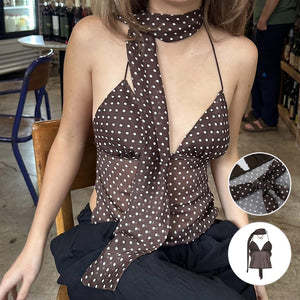Sexy Neckholder-Weste aus Chiffon mit V-Ausschnitt