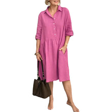 Laden Sie das Bild in den Galerie-Viewer, Freizeitkleid aus Baumwollleinen für Damen
