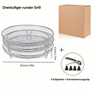 3-stöckiges stapelbares Luftfritteusen-Gitter