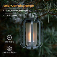 Laden Sie das Bild in den Galerie-Viewer, Solarbetriebene Campinglampe mit 4 Leuchtmodi