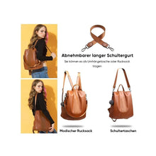 Laden Sie das Bild in den Galerie-Viewer, Diebstahlsicherer Lederrucksack für Damen