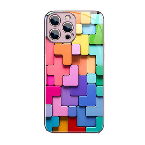 3D-Glashülle mit quadratischem Muster für iPhone