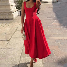 Laden Sie das Bild in den Galerie-Viewer, Trägerkleid mit quadratischem Ausschnitt und hoher Taille