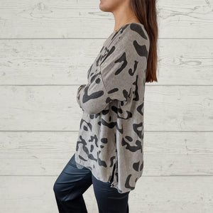 Langärmliges T-Shirt mit Animal-Print