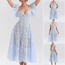 Laden Sie das Bild in den Galerie-Viewer, Neues Spitzenkleid mit Lotusärmeln für Frühling und Herbst