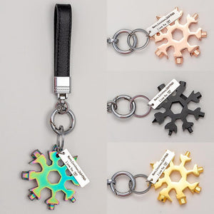 18-in-1-Multitool aus rostfreiem Stahl mit Schneeflocken