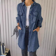 Laden Sie das Bild in den Galerie-Viewer, Bequemes, langes Denim-Mantelhemd