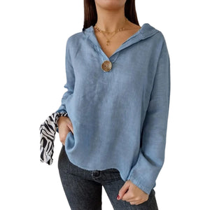 Einknopf-Frack-Kapuzen-Sweatshirt mit V-Ausschnitt