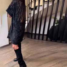 Laden Sie das Bild in den Galerie-Viewer, Lässiges Kleid mit Rundhalsausschnitt und Pailletten