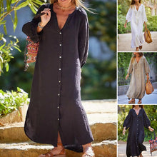 Laden Sie das Bild in den Galerie-Viewer, Baumwoll-Leinenhemd langer Rock