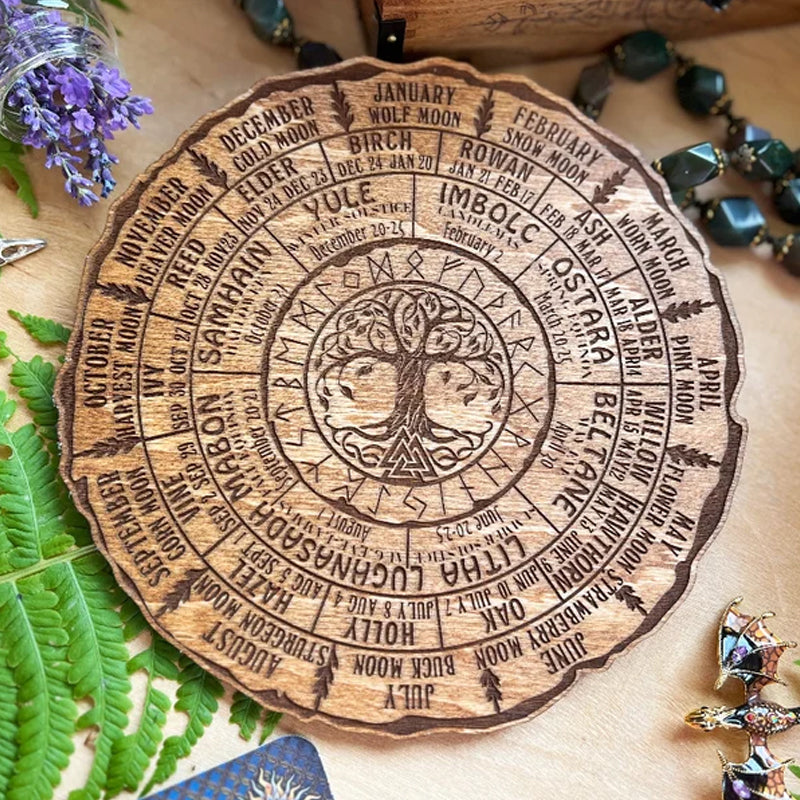 💖Wheel Of The Year Holzschild - Baum des Lebens