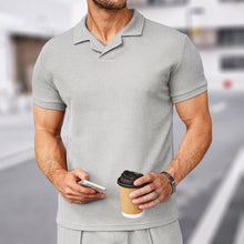 Laden Sie das Bild in den Galerie-Viewer, 2023 Neues Sommer-Poloshirt mit Waffelmuster und V-Ausschnitt