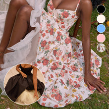 Laden Sie das Bild in den Galerie-Viewer, Kleid mit weitem Saum und Hosenträgern