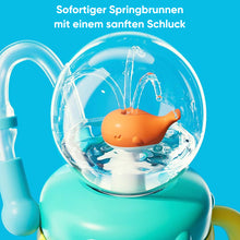 Laden Sie das Bild in den Galerie-Viewer, Auslaufsicherer Wal-Brunnenbecher mit Silikonstrohhalm