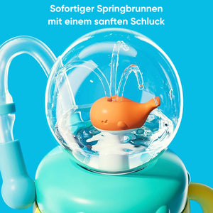 Auslaufsicherer Wal-Brunnenbecher mit Silikonstrohhalm