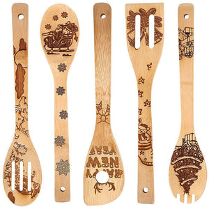 Geschnitztes Bambus-Küchengeschirr-Set