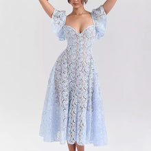 Laden Sie das Bild in den Galerie-Viewer, Neues Spitzenkleid mit Lotusärmeln für Frühling und Herbst