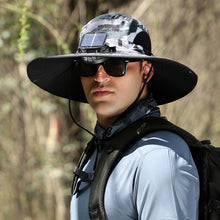Laden Sie das Bild in den Galerie-Viewer, Solar- und USB-Ladeventilator Outdoor-Fischerhut