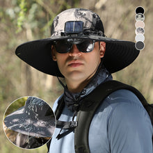 Laden Sie das Bild in den Galerie-Viewer, Solar- und USB-Ladeventilator Outdoor-Fischerhut
