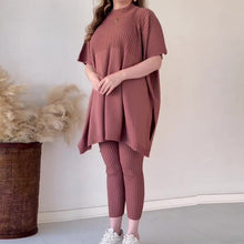 Laden Sie das Bild in den Galerie-Viewer, Zweiteiliges Stretch-Strickset für Damen (Oberteil + Hose)