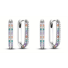 Laden Sie das Bild in den Galerie-Viewer, Modische geometrische Ohrclips mit bunten Zirkonia-Steinen