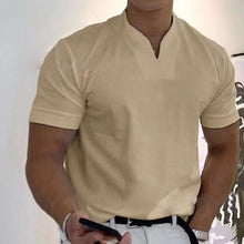 Laden Sie das Bild in den Galerie-Viewer, Sportliches Kurzarm-T-Shirt mit V-Ausschnitt