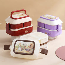 Laden Sie das Bild in den Galerie-Viewer, Doppelschichtige Lunchbox für Kinder mit Kaninchenmuster
