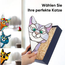 Laden Sie das Bild in den Galerie-Viewer, Handgefertigter Gebeizter Katzen-Sonnenfänger für Fenster