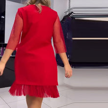 Laden Sie das Bild in den Galerie-Viewer, Einfarbiges Paillettenkleid mit Netznähten