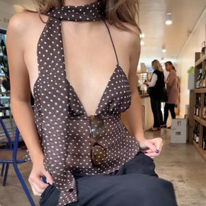 Sexy Neckholder-Weste aus Chiffon mit V-Ausschnitt