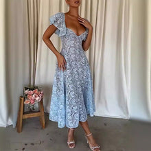 Laden Sie das Bild in den Galerie-Viewer, Neues Spitzenkleid mit Lotusärmeln für Frühling und Herbst