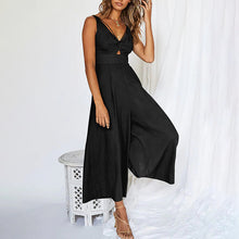 Laden Sie das Bild in den Galerie-Viewer, Jumpsuits mit V-Ausschnitt und weitem Beinausschnitt