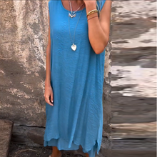 Laden Sie das Bild in den Galerie-Viewer, Damen Ärmelloses Freizeitkleid mit Rundhalsausschnitt