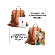 Laden Sie das Bild in den Galerie-Viewer, Diebstahlsicherer Lederrucksack für Damen