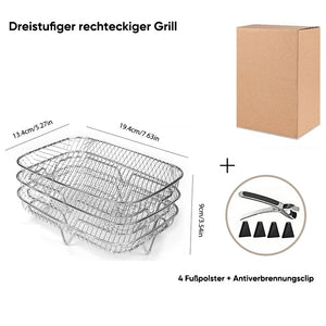 3-stöckiges stapelbares Luftfritteusen-Gitter