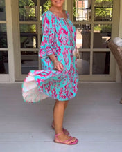 Laden Sie das Bild in den Galerie-Viewer, Bedrucktes Kleid mit losen Ärmeln