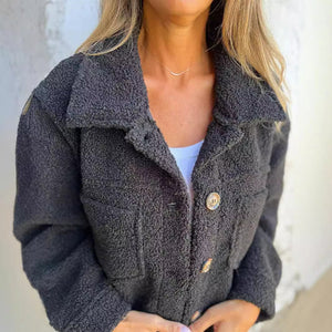 Einreihige Plüschjacke mit Revers