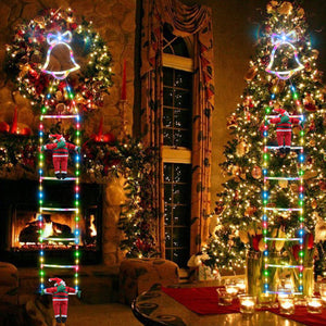 Weihnachtsleiter Dekoration Lichter mit Weihnachtsmann
