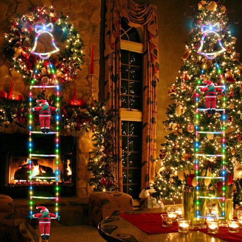 Weihnachtsleiter Dekoration Lichter mit Weihnachtsmann