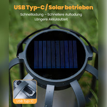 Laden Sie das Bild in den Galerie-Viewer, Solarbetriebene Campinglampe mit 4 Leuchtmodi