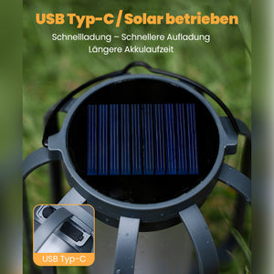 Solarbetriebene Campinglampe mit 4 Leuchtmodi