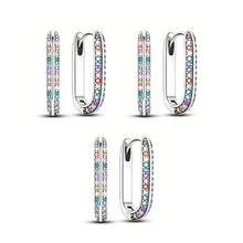 Laden Sie das Bild in den Galerie-Viewer, Modische geometrische Ohrclips mit bunten Zirkonia-Steinen