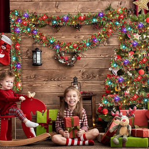 🎁🎄Weihnachts-Lametta-Girlande mit LED-Lichtern