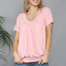 Laden Sie das Bild in den Galerie-Viewer, Einfarbiges T-Shirt-Oberteil mit Faltendesign